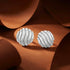 Ribbed Wavy Button Sterling Silver Earrings