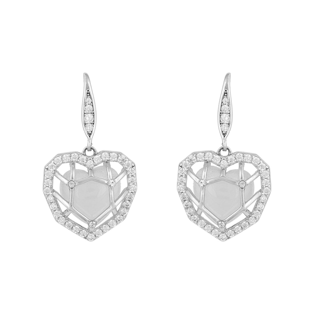 Romantic Heart Frame 925 Sterling Silver Earrings for Women