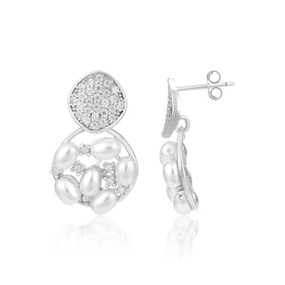 Romantic Pearl Loop 925 Sterling Silver Earrings for Women