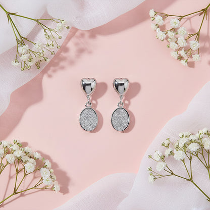 Romantic Heart Drop 925 Sterling Silver Earrings for Women