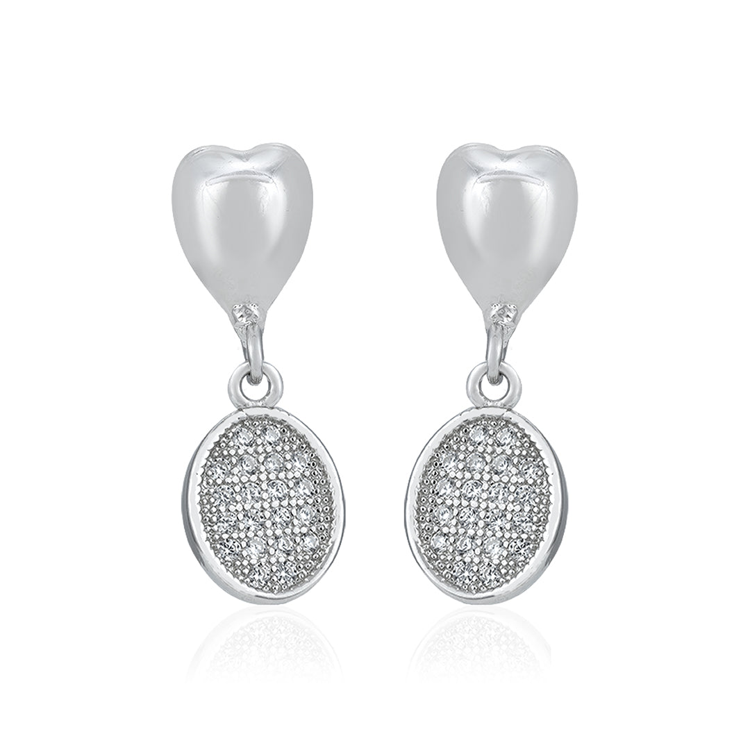 Romantic Heart Drop 925 Sterling Silver Earrings for Women