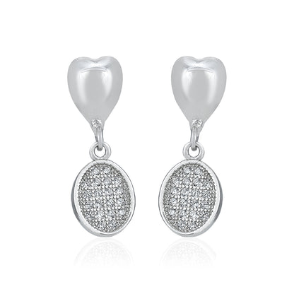 Romantic Heart Drop 925 Sterling Silver Earrings for Women