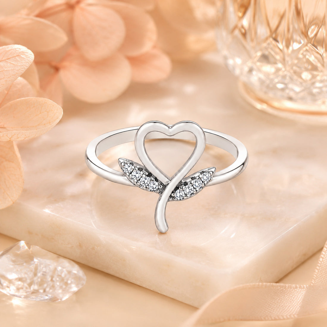 Romantic Heart Flourish 925 Sterling Silver Ring