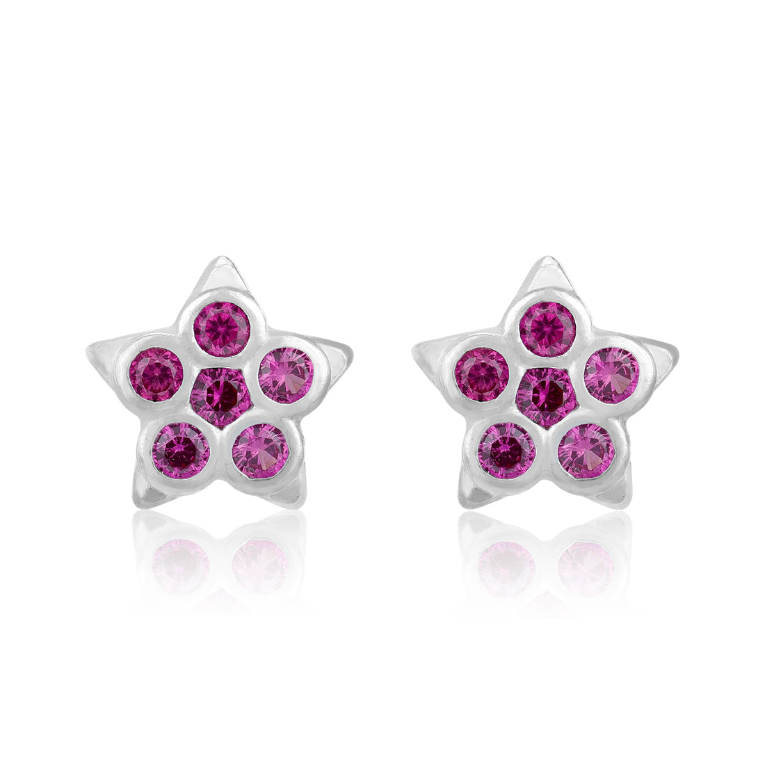 Romantic Pink Star 925 Sterling Silver Stud for Women