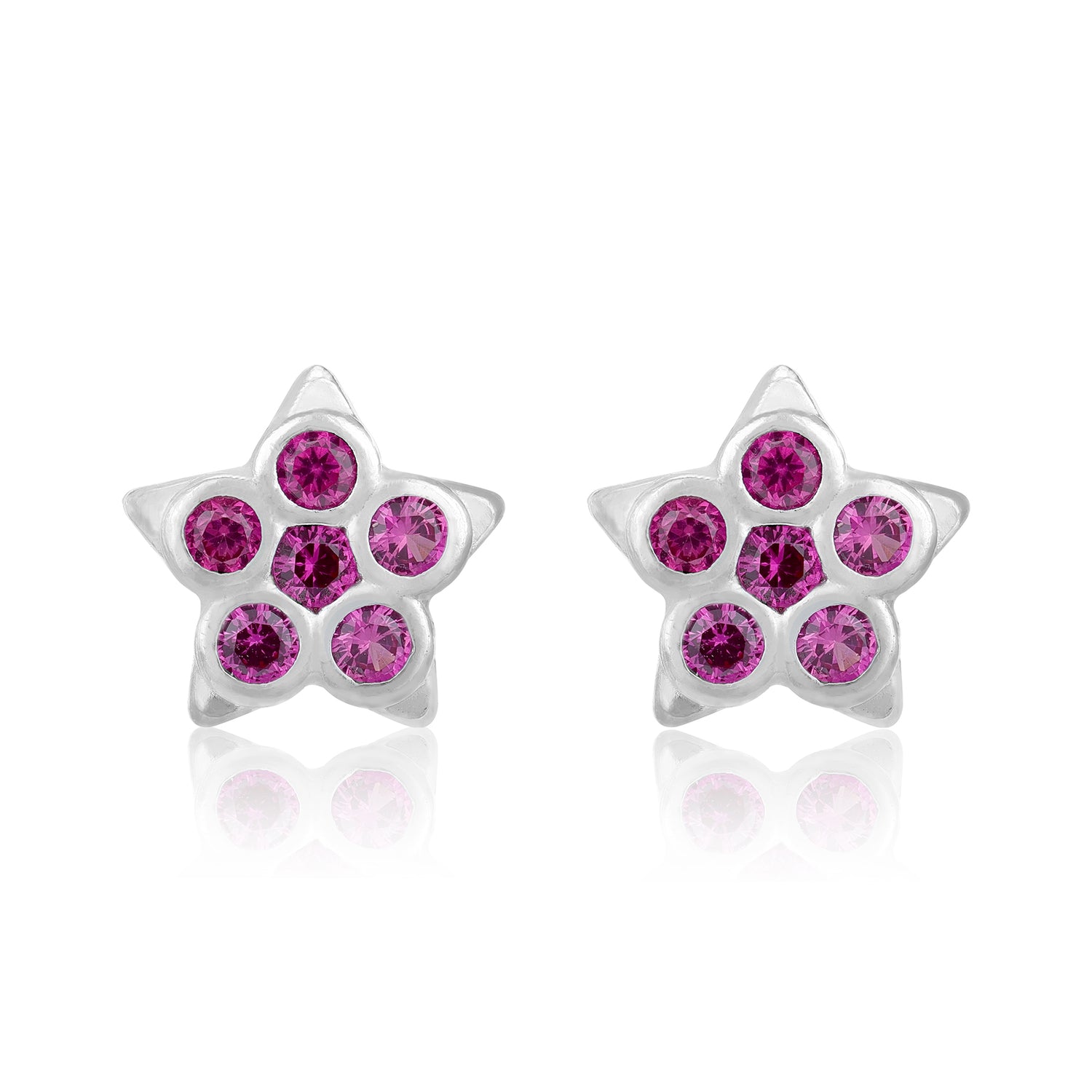 Romantic Pink Star 925 Sterling Silver Stud for Women