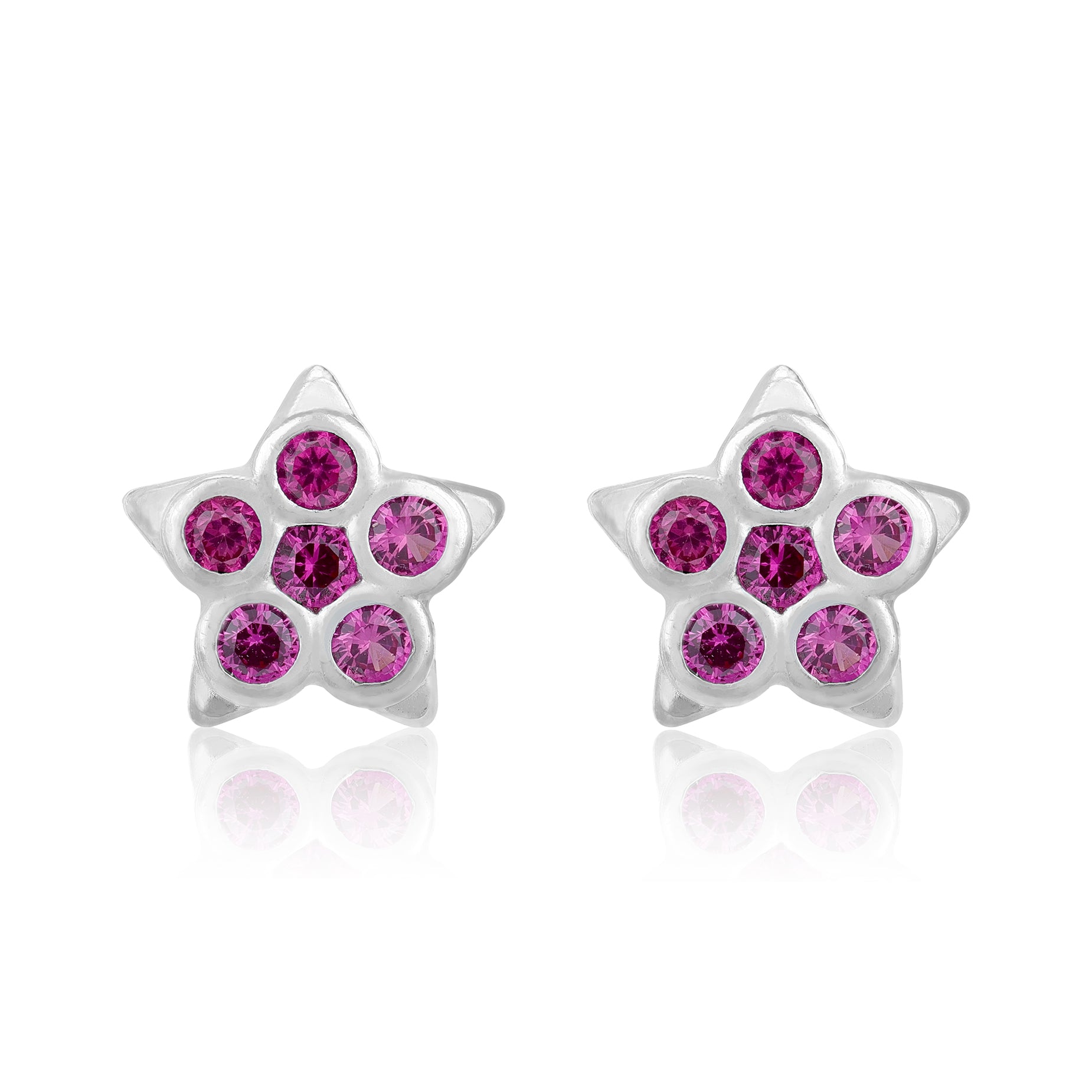 Romantic Pink Star 925 Sterling Silver Stud for Women
