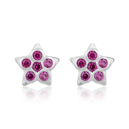 Romantic Pink Star 925 Sterling Silver Stud for Women