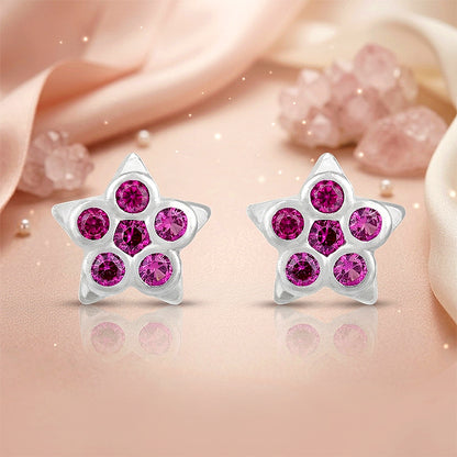 Romantic Pink Star 925 Sterling Silver Stud for Women