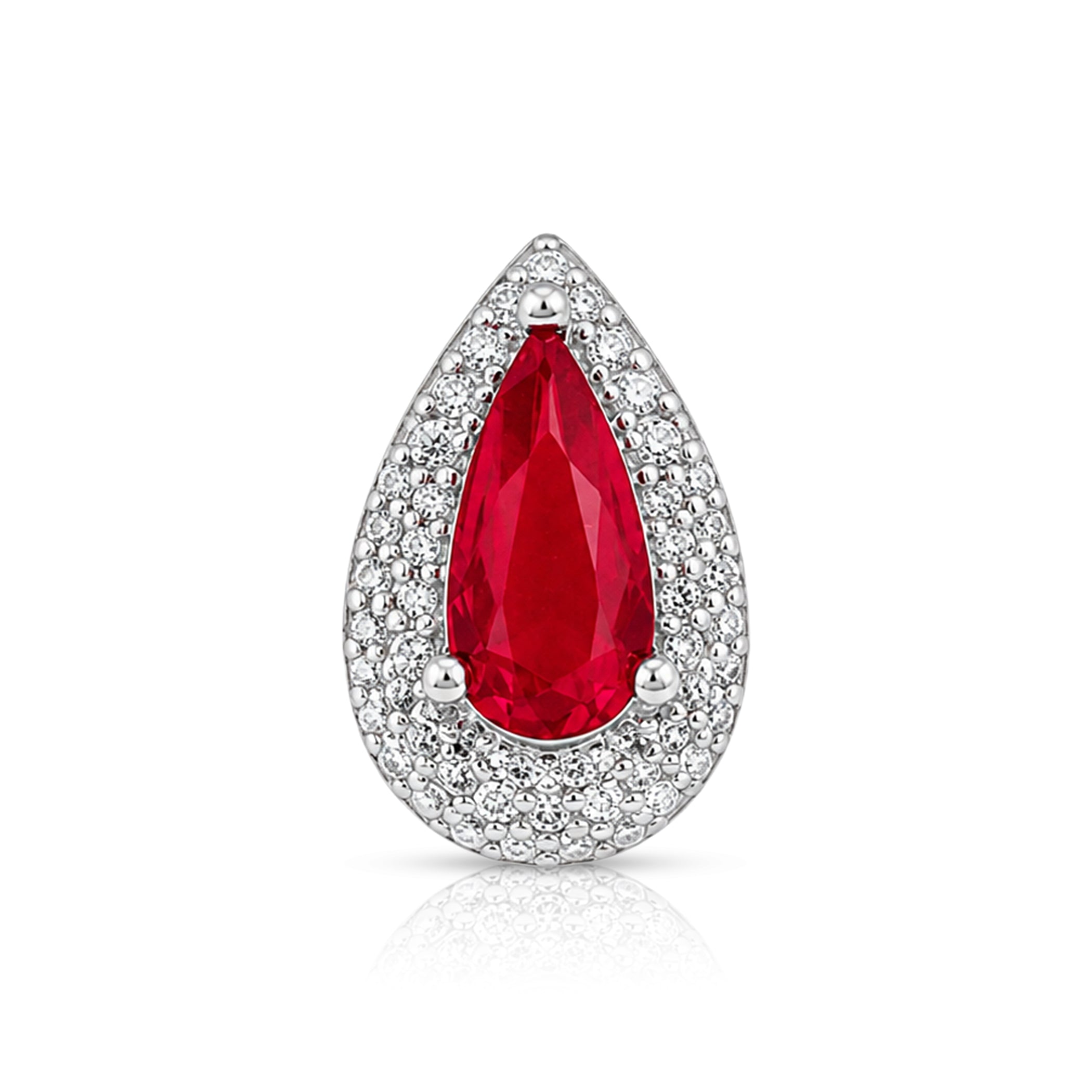 Romantic Red Teardrop Halo 925 Sterling Silver Pendant for women