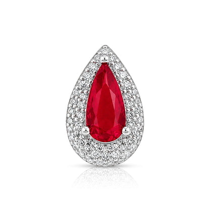 Romantic Red Teardrop Halo 925 Sterling Silver Pendant for women