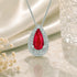 Romantic Red Teardrop Halo 925 Sterling Silver Pendant for women