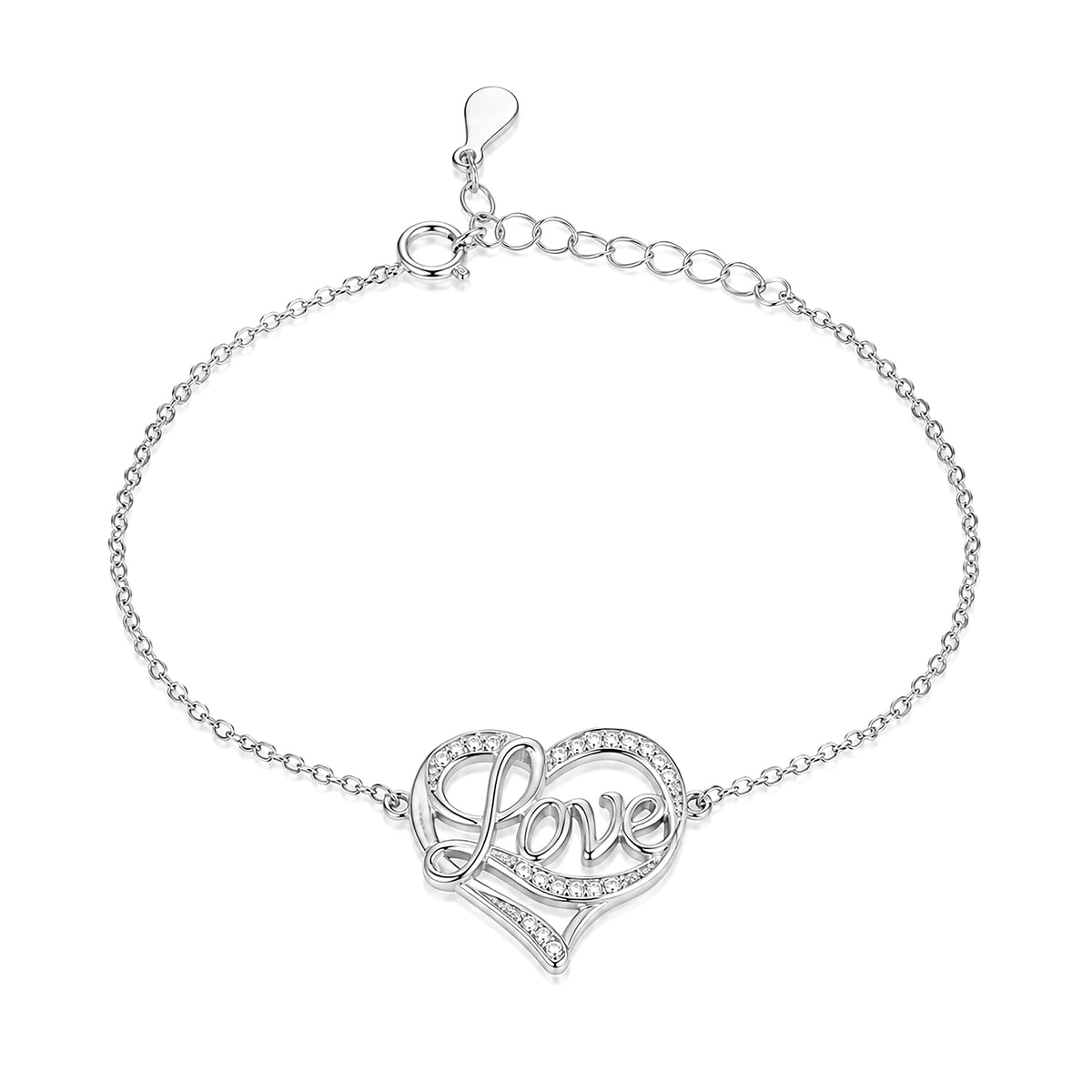 Romantic Sparkling Floating Promise Silver Bracelet