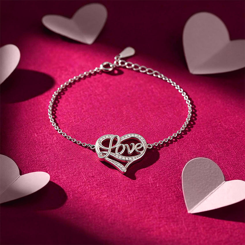 Romantic Sparkling Floating Promise Silver Bracelet