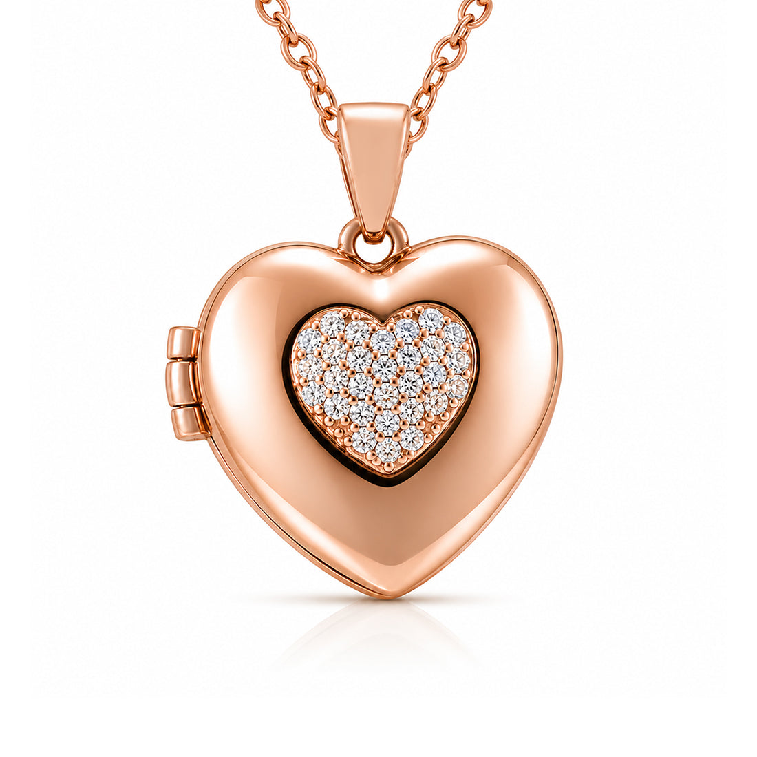 Rosé Heart Sparkle Silver Pendant