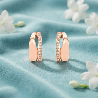 Rosé Radiance 925 Sterling Silver Crystal Hoop Earrings