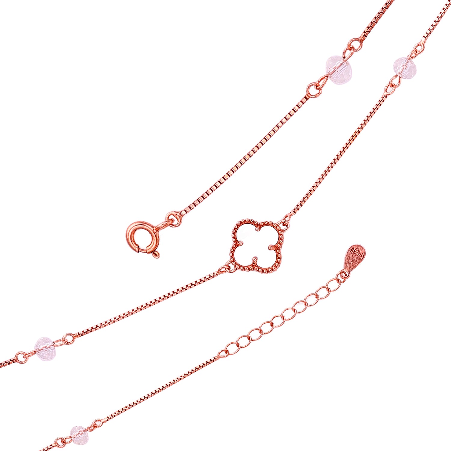 Rose Glow Clover 925 Sterling Silver Bracelet