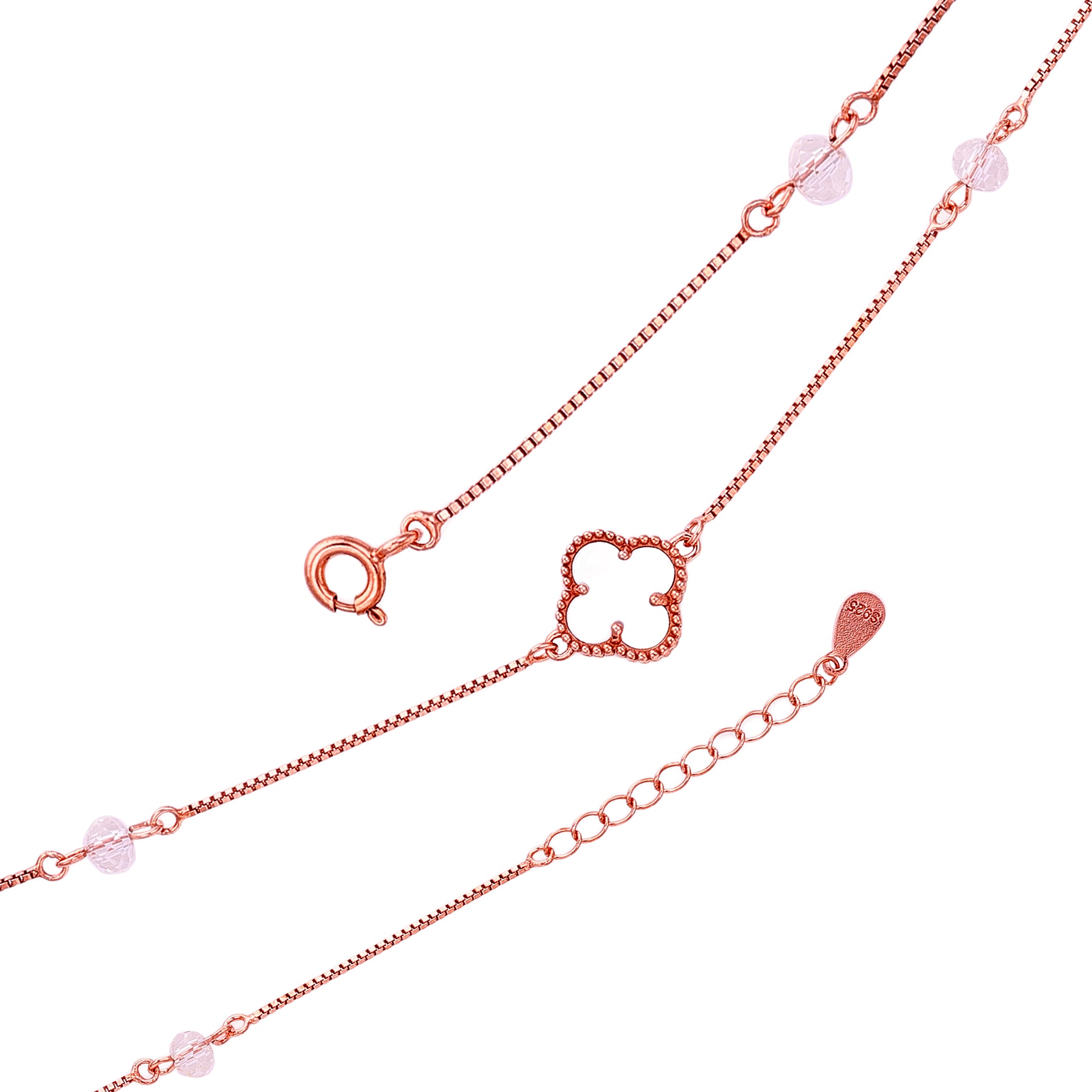Rose Glow Clover 925 Sterling Silver Bracelet