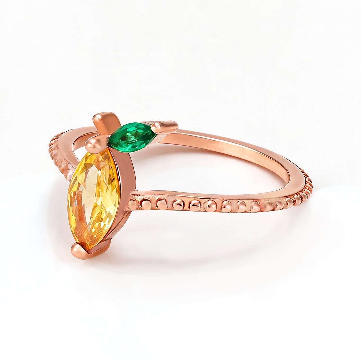 Rose Gold Lemon Fruit Sterling Silver Ring