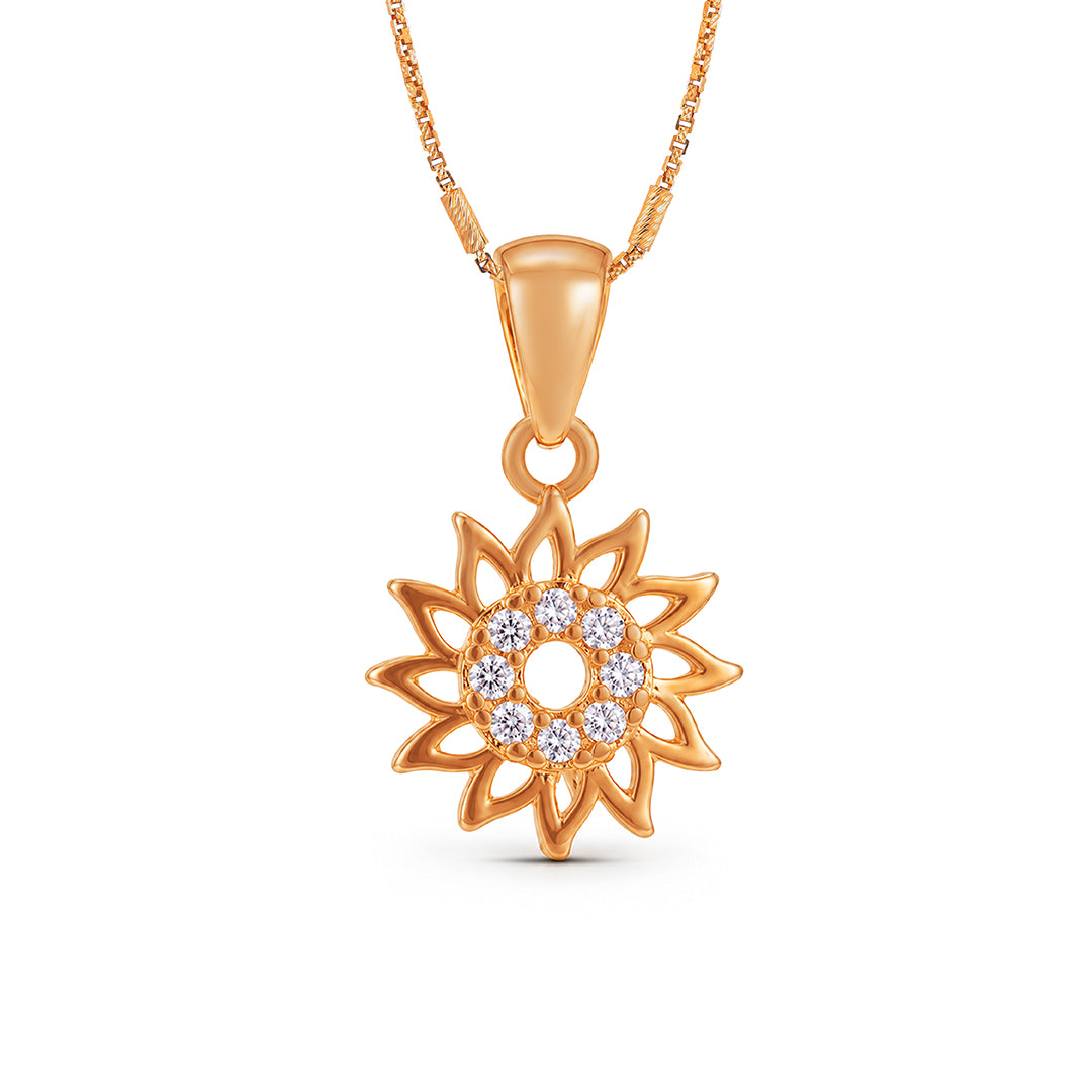 Rose Gold Sunburst Sterling Silver Pendant
