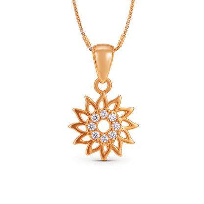 Rose Gold Sunburst Sterling Silver Pendant