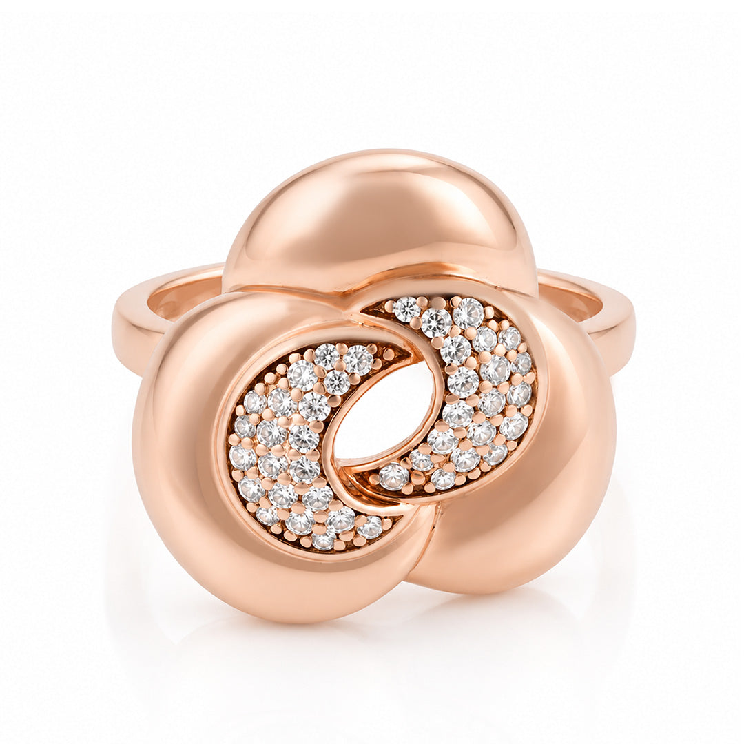 Rose Gold Abstract Interlocking Floral Ring
