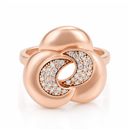 Rose Gold Abstract Interlocking Floral Ring