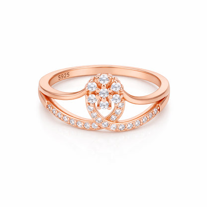 Rose Gold Floral Swirl 925 Sterling Silver Ring for Women