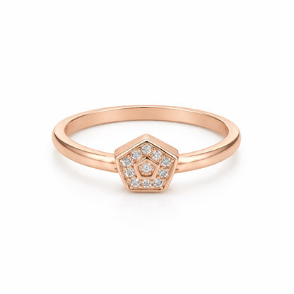Rose Gold Hexa Sparkle 925 Sterling Silver Ring for Women