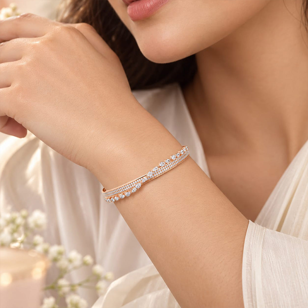 Rose Gold Interlocking Wave Sterling Silver Kada