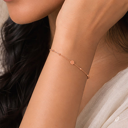 Rose Gold Minimalist Disc Bead 925 Sterling Silver Bracelet