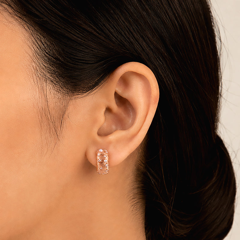Rose Gold Pearl 925 Sterling Silver Sparkle Earrings