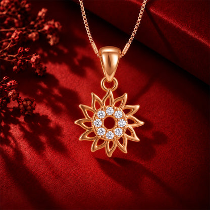 Rose Gold Sunburst Sterling Silver Pendant