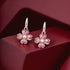 Rose Tinted Rhodium Plated Clover Flower Hook Earrings