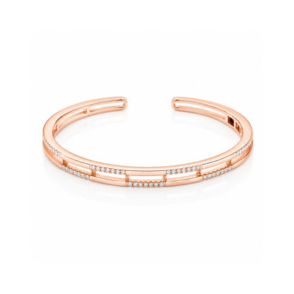 Rosé Elegance 925 Sterling Silver Crystal Accent Kada
