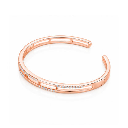 Rosé Elegance 925 Sterling Silver Crystal Accent Kada