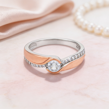 Rose Embrace 925 Silver Two-Tone Ring