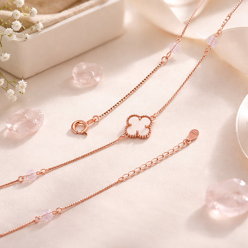 Rose Glow Clover 925 Sterling Silver Bracelet