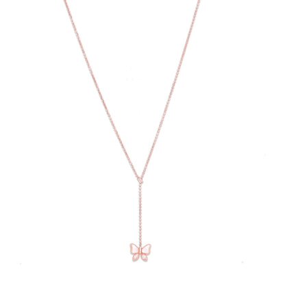 Rose Gold Butterfly Lariat Silver Pendant