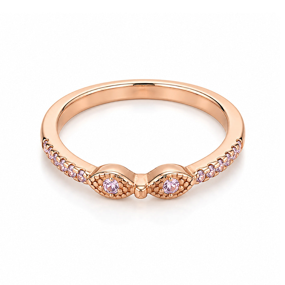 Rose Gold Dual Evil Eye Silver Ring
