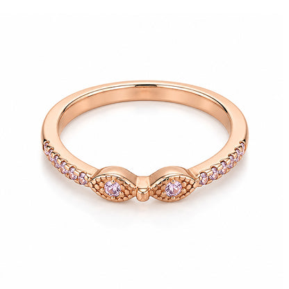 Rose Gold Dual Evil Eye Silver Ring