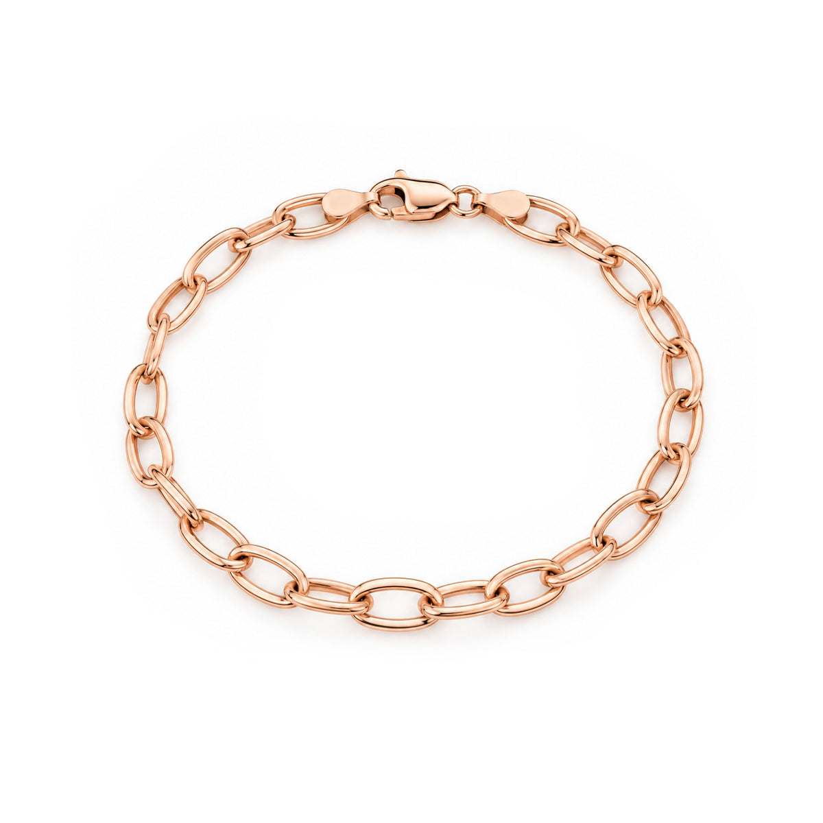 Rose Gold Oval Link Sterling Silver Bracelet