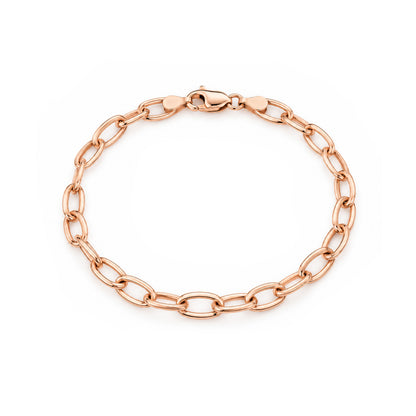 Rose Gold Oval Link Sterling Silver Bracelet
