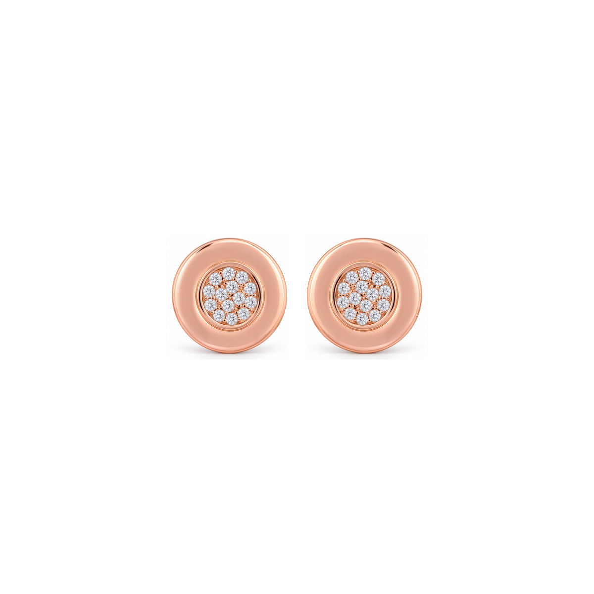 Rose Gold Pave Crystal Disk Silver Earring