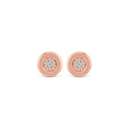 Rose Gold Pave Crystal Disk Silver Earring