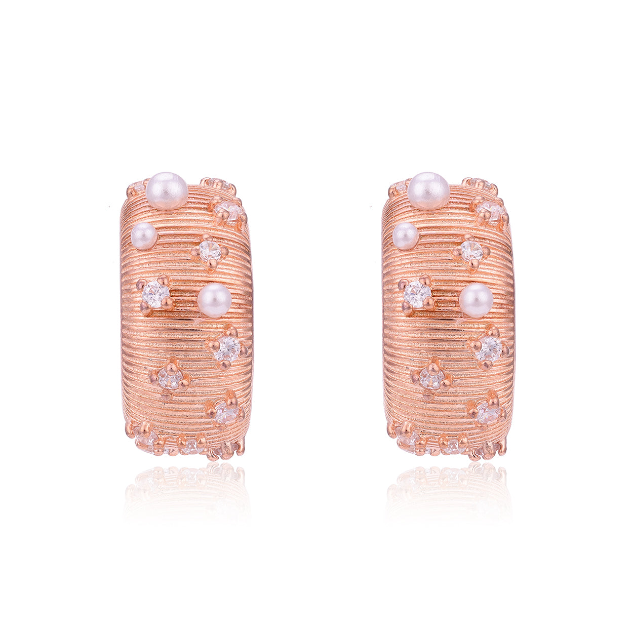 Rose Gold Pearl 925 Sterling Silver Sparkle Earrings