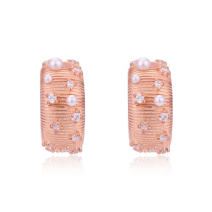 Rose Gold Pearl 925 Sterling Silver Sparkle Earrings