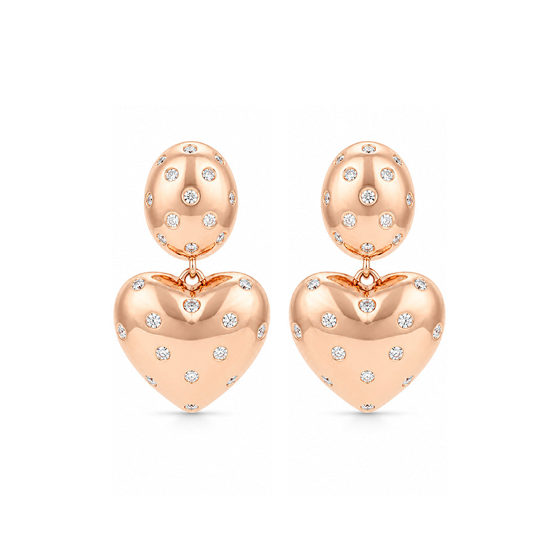 Rose Gold Polka Dot Bright Heart Earrings
