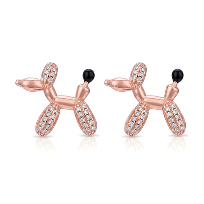 Rose Gold Puppy Pop Crystal Contemporary Designer Earrings