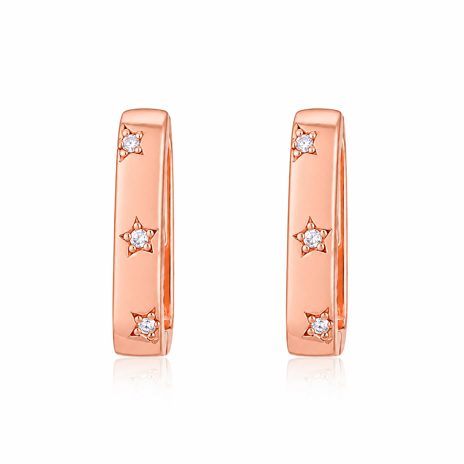 Rose GoldStarlight Crystal Sleek Designer Hoop Earring