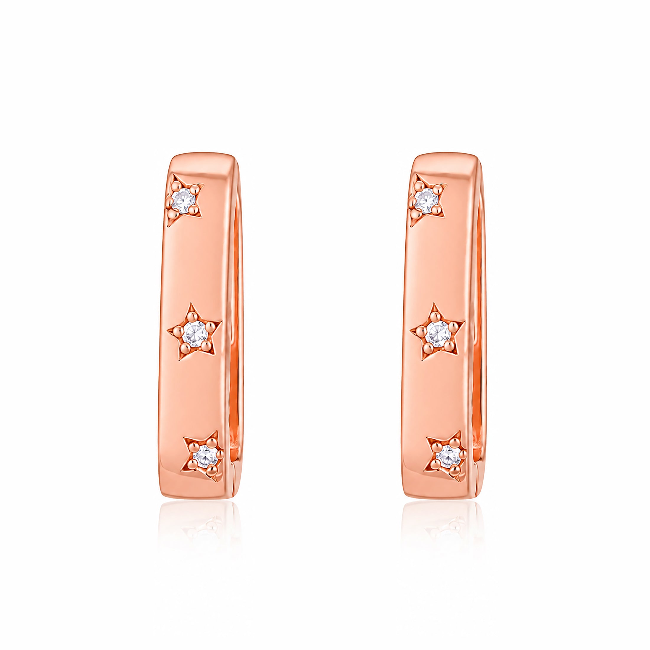 Rose GoldStarlight Crystal Sleek Designer Hoop Earring